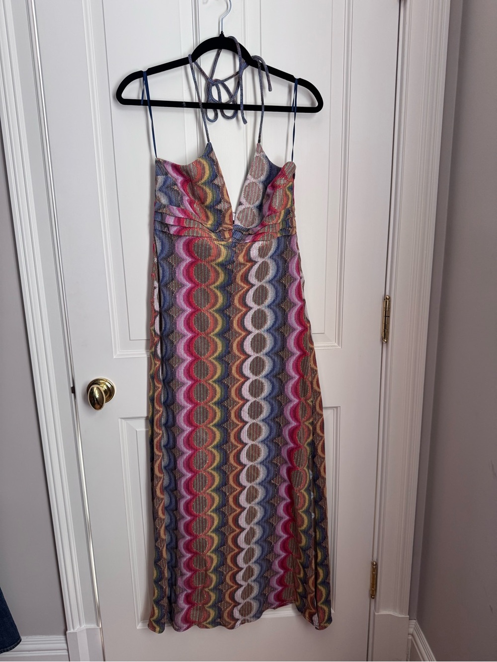 Ramy Brook Multicolor Scalloped Stripe Maxi Dress